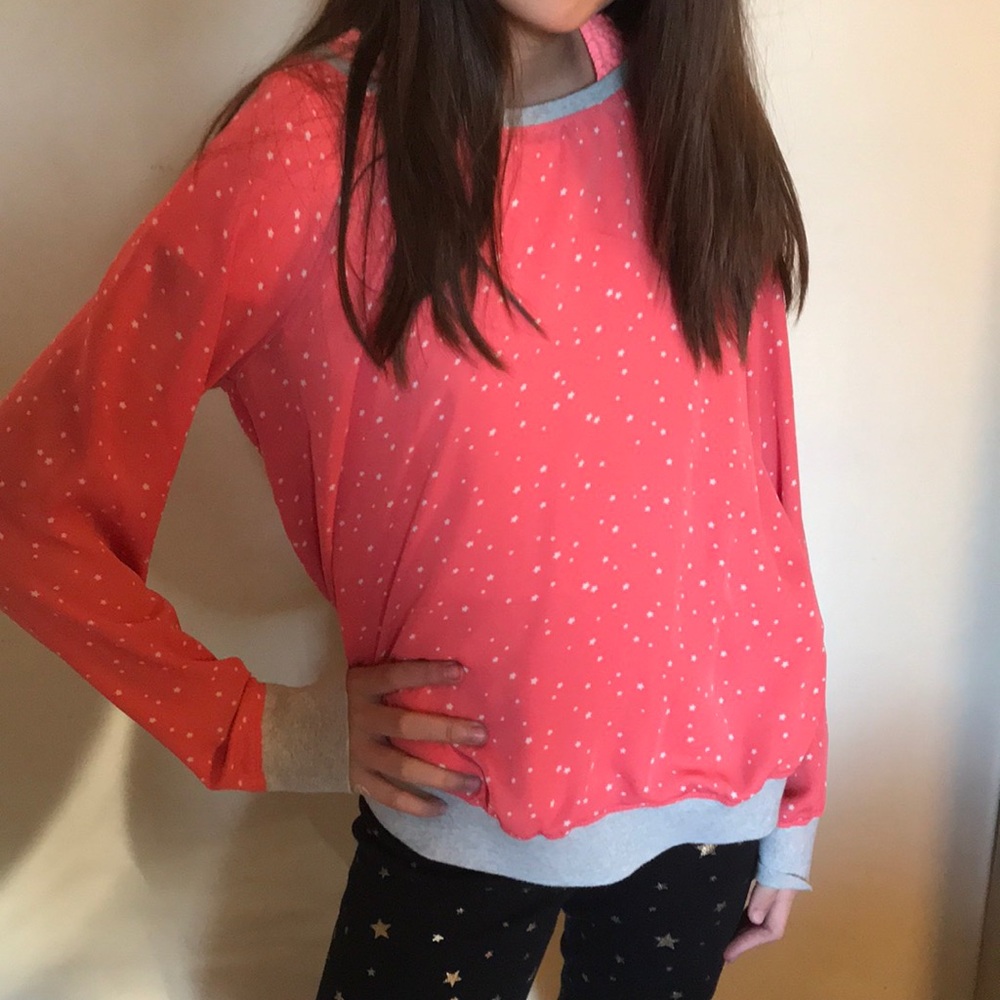 LC Lauren Conrad Sheer Coral Star shirt